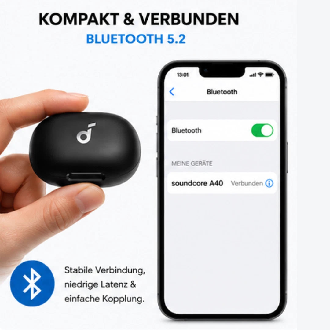 Soundcore Space A40 aktive Geräuschunterd<wbr/>rückung Bluetooth Earbuds ANC Schwarz