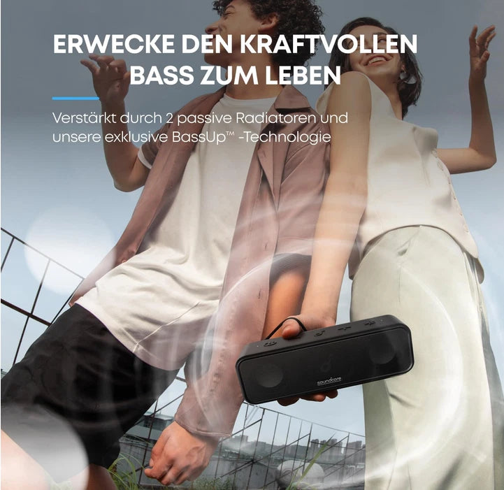 Soundcore 3 Robuster Outdoor Bluetooth Lautsprecher IP68 16W BassUp™ 2.0